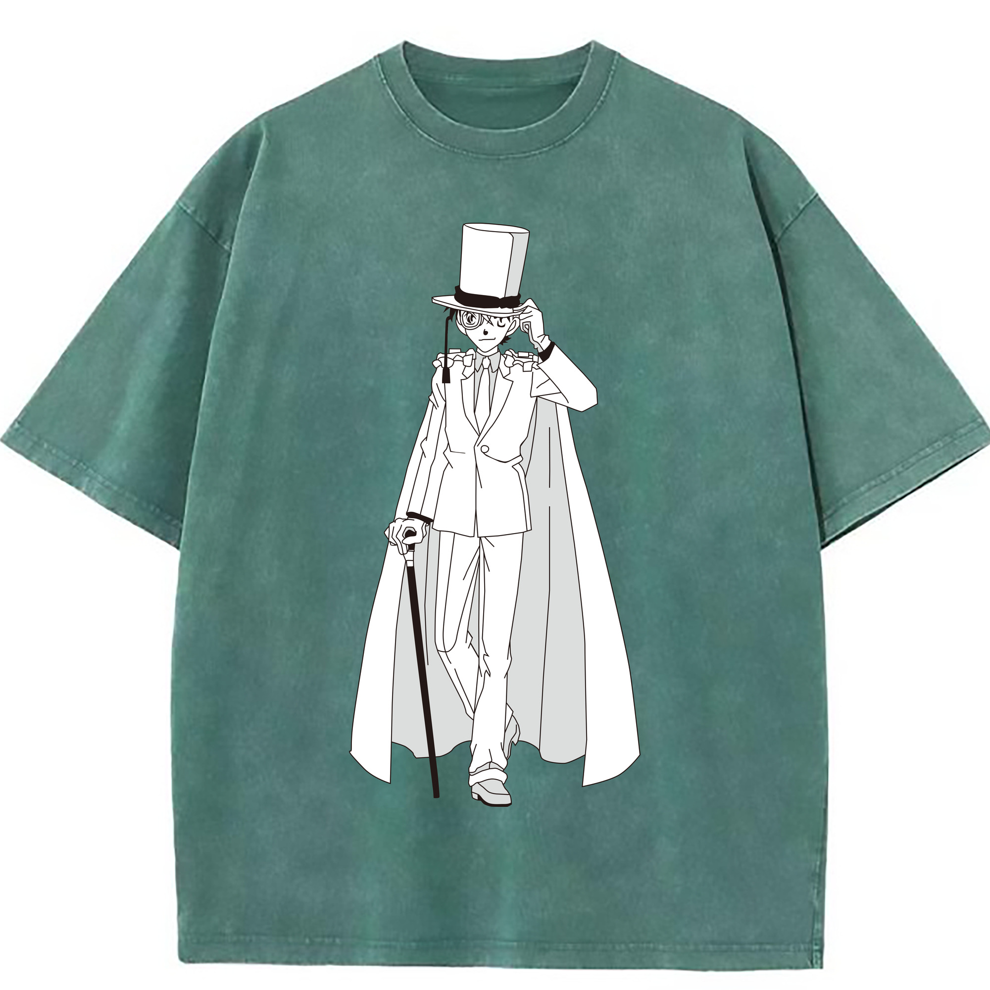 （画像用） 名探偵コナン くろば かいと Detective Conan Kuroba Kaito 綿100% ヴィンテージ風 半袖Tシャツ（フロントプリント）